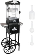 RENDGO Popcorn Maker Machine With Cart, 10 Oz Kettle, 60 Cups, Black