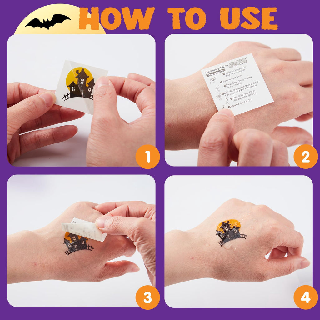 Joyfy 300+ Halloween Temporary Tattoos, Glow in The Dark Tattoos for Kids, Halloween Toys Bulk, Halloween Trick or Treat Toys, Halloween Party Favor