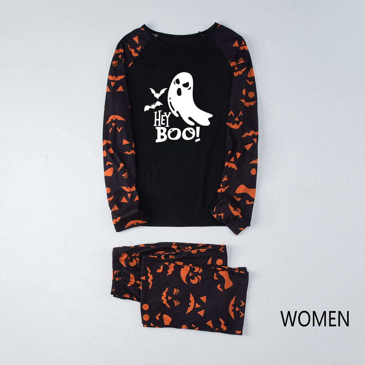 DAKIMOE Halloween Pajamas Family Matching Glow In The Dark Halloween Print Long Sleeve PJs Set Outfits 2 Pieces Cotton Loungewear Sleepwear for Adult Men Women Kids Toddler, Mom-M