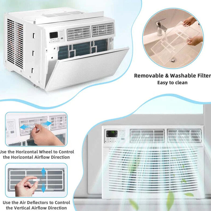 10000 BTU Quiet Window Air Conditioner With Remote, Eco Mode And Dehumidifier