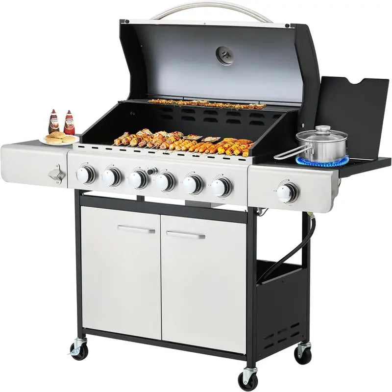 MELLCOM 4-Burner Propane Gas Grill, 44,000 BTU, Black - BBQ-4+1