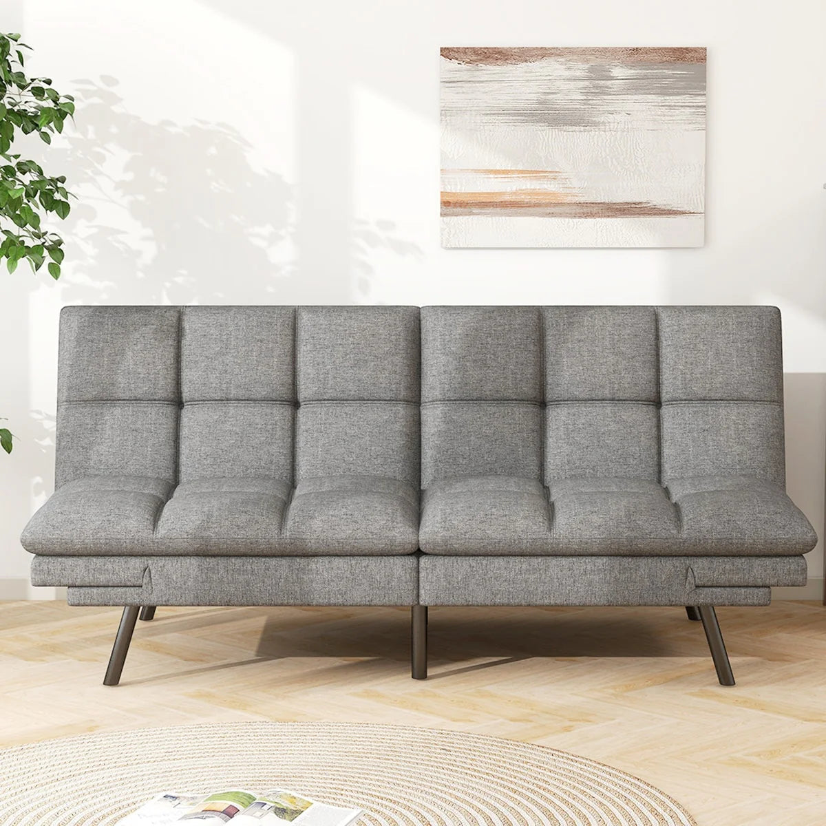 Convertible Futon Sofa Bed With Memory Foam, 71in