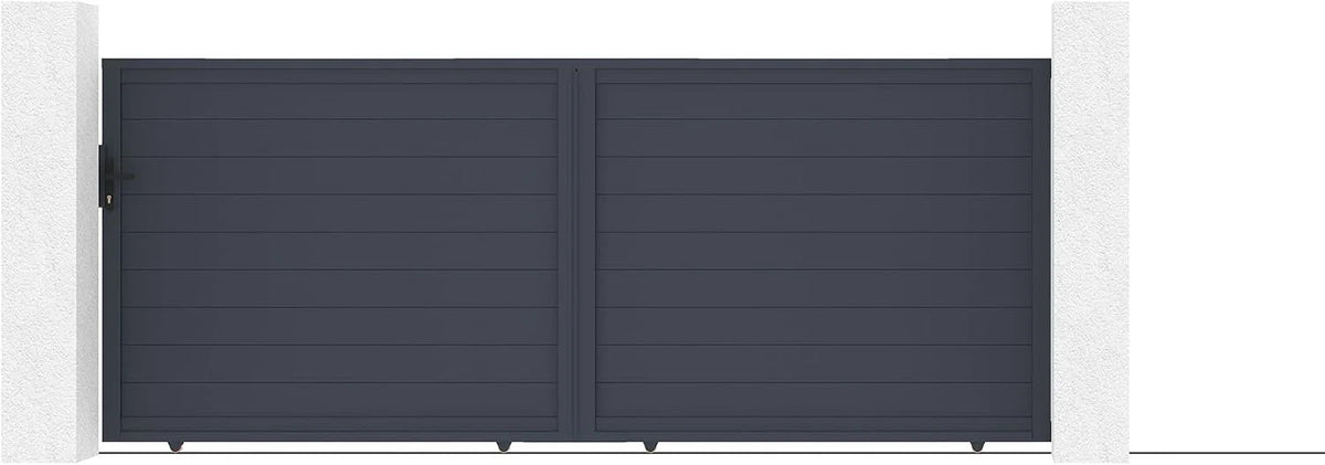 Casanoov Aluminum Swing Gate 392 cm x 161 cm Anthracite Gray RAL 7016 - KIT-000024
