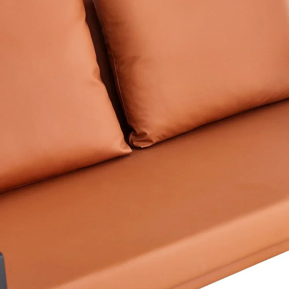 GVJMTKP Two-Seater Sofa Chair With 2 Pillows, PU Leather, Brown - SF-D008-BR