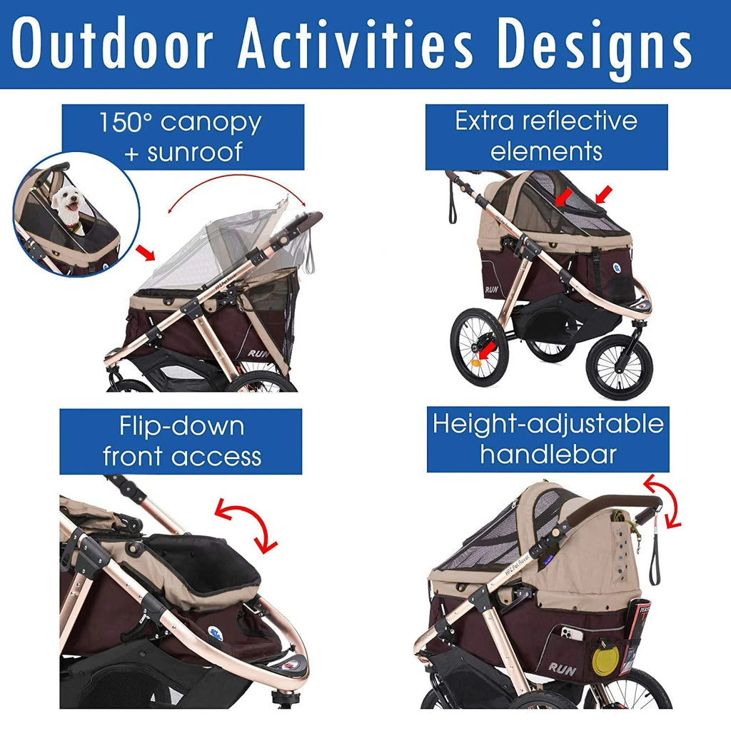 HPZ-PR America Pet Rover Run Jogging Pet Stroller, 50 lbs, Camo Green - B08R9KCWW1