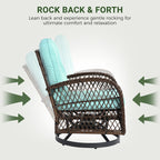 3-Piece Patio Swivel Rocking Chair Set With Glass Top Table - 2 Chairs