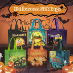 HiberyHom 12 Pcs Halloween Trick or Treat Bags with Handles, Gift Bags & Party Favor Bags for Kids, 8.27 x 5.91 x 7.87 inches