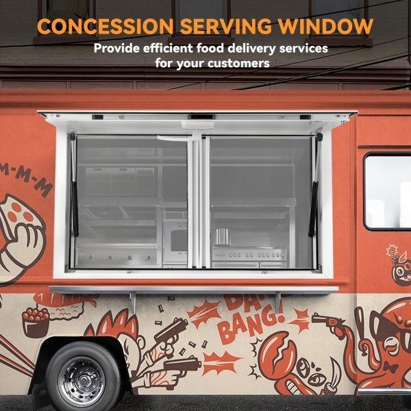 AUTO_ACCESSORY Concession Service Window 36W x 36H Aluminum Alloy With Sliding Screens, Awning Door And Hydraulic Lift