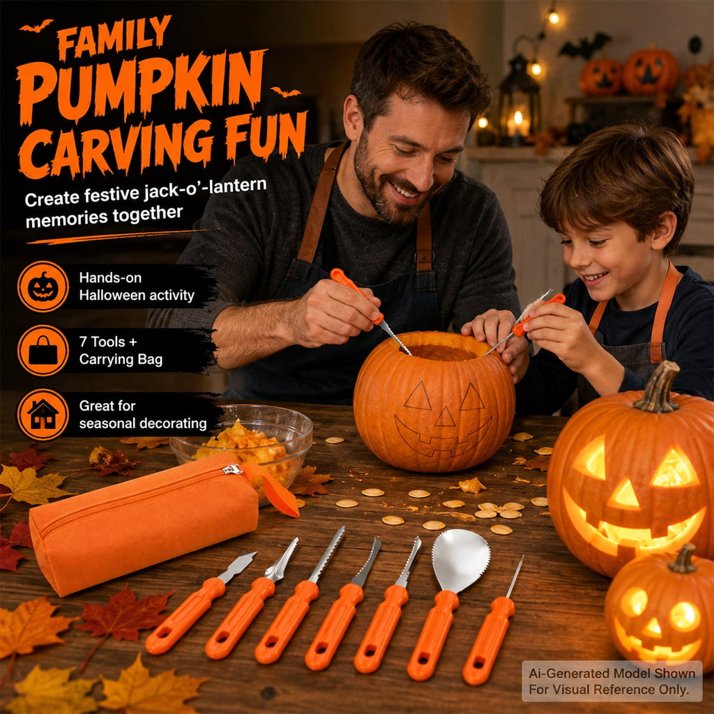 Halloween Pumpkin Carving Kit Heavy Duty Stainless Steel Pumpkin Carving Tools With Carrying Sculpting and Carving 7pcs