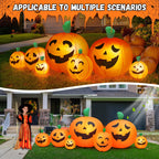 Yexmas 8 FT Halloween Inflatables Pumpkin, 7 Pumpkins Halloween Outdoor Decoration with Built-in LED Lights, Halloween Blow Ups for Yard, Lawn, Garden Decor