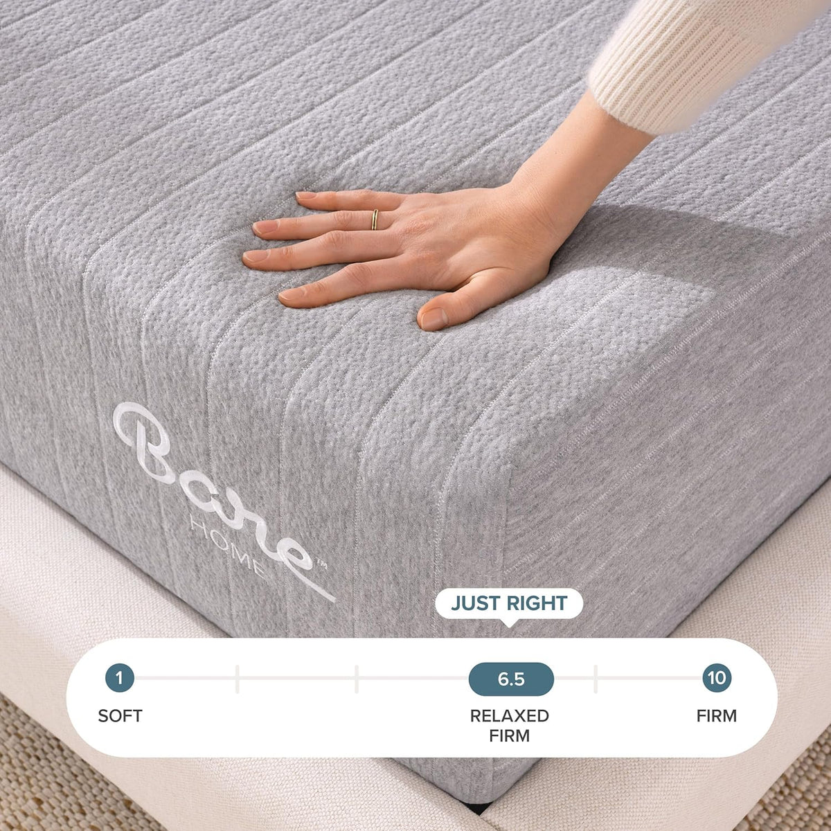 Bare Home Queen Medium Firm 11 in Visco-Elastic Memory Foam Mattress - Grey