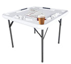 Bene Casa Foldable Domino Table With Built-In Drink Holders, 38 x 38 in, White