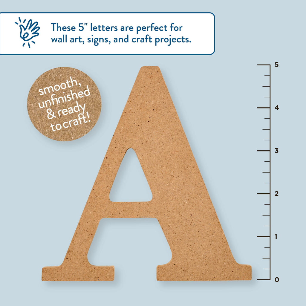 Plaid Unfinished Wood MDF 5" Letter for DIY Arts and Crafts