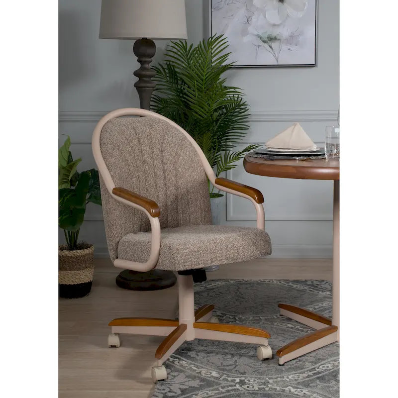 Casual Dining Cushion Swivel-and-Tilt Rolling Caster Chair, 38 Inches H x 24 Inches W x 22 Inches D