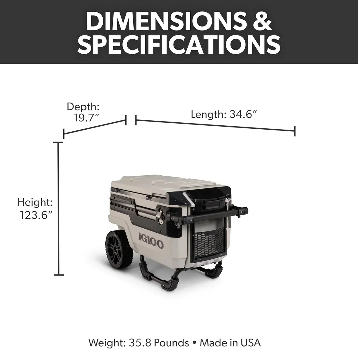 70Qt Wheeled Insulated Hard Shell Ice Chest - Trailmate
