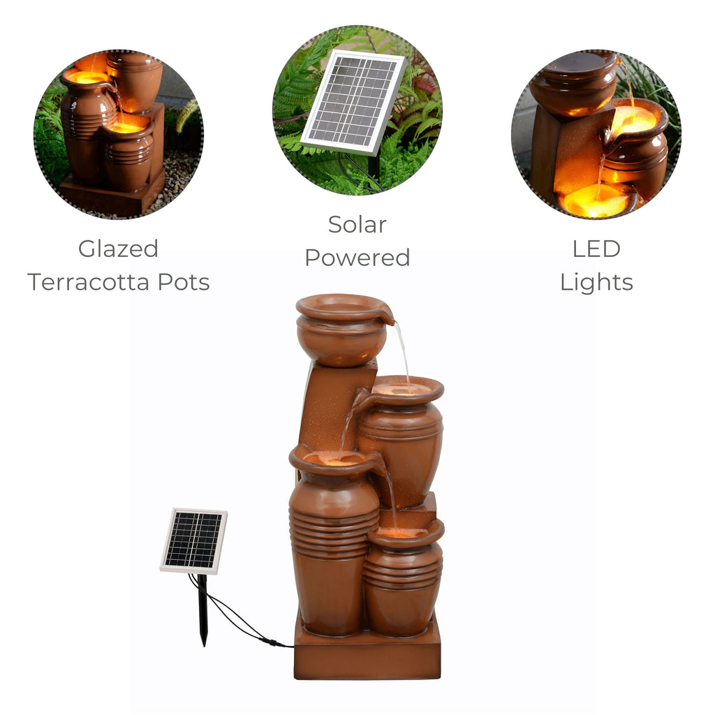 Teamson Home 28.74 in Solar 4-Tier Cascading Bowl Water Fountain With LED Lights - Navy