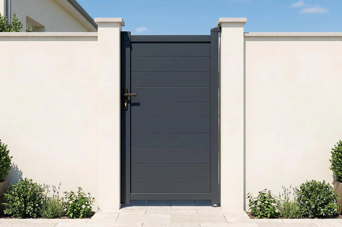 Casanoov Aluminum Swing Gate 392 cm x 161 cm Anthracite Gray RAL 7016 - KIT-000024