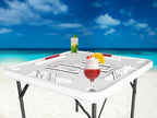 Bene Casa Foldable Domino Table With Built-In Drink Holders, 38 x 38 in, White