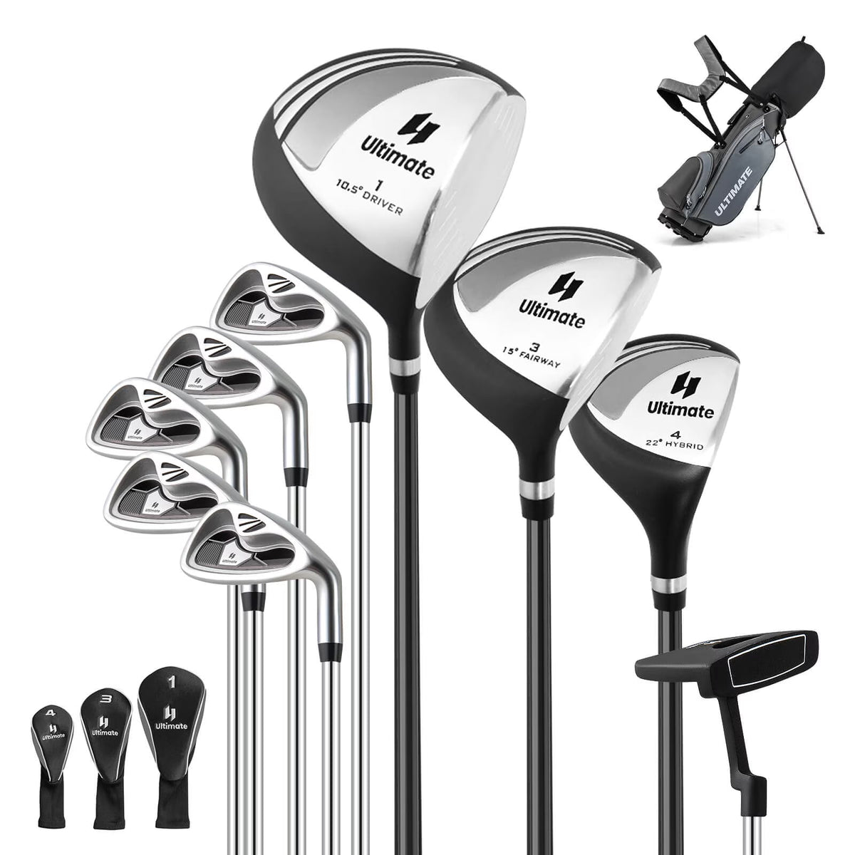 Costway Men's Complete Golf Club Set 10 Pieces With 460cc Alloy Driver