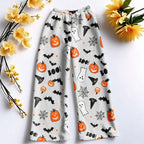 Halloween Pajama Pants for Women Halloween Pumpkin Print Fuzzy Sleep Pants for Women Warm Cozy Pj Bottoms Lounge Pants Plush Pajama Pants