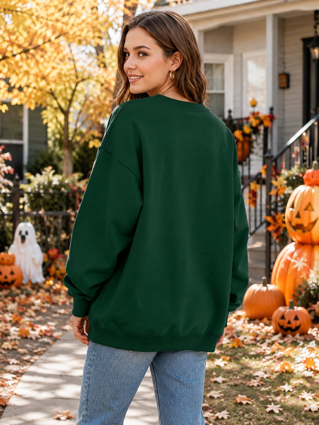 KimSoong Halloween Sweatshirts for Women Ghost Reading Books Sweater Cute Spooky Bookish Shirt Fall Pullover Tops