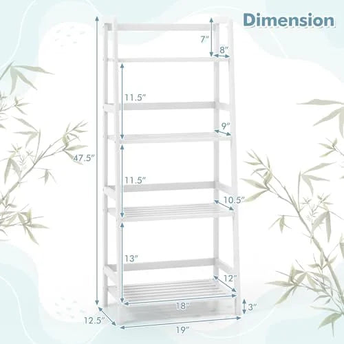CDJXNLY 4 Tier Freestanding Open Ladder Bookshelf, White
