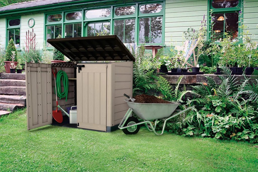 Keter Store It Out MAX Horizontal Resin Outdoor Storage Shed, Beige