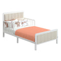 Yoneston Toddler Metal Platform Bed Frame With Guardrails And Upholstered Headboard - White