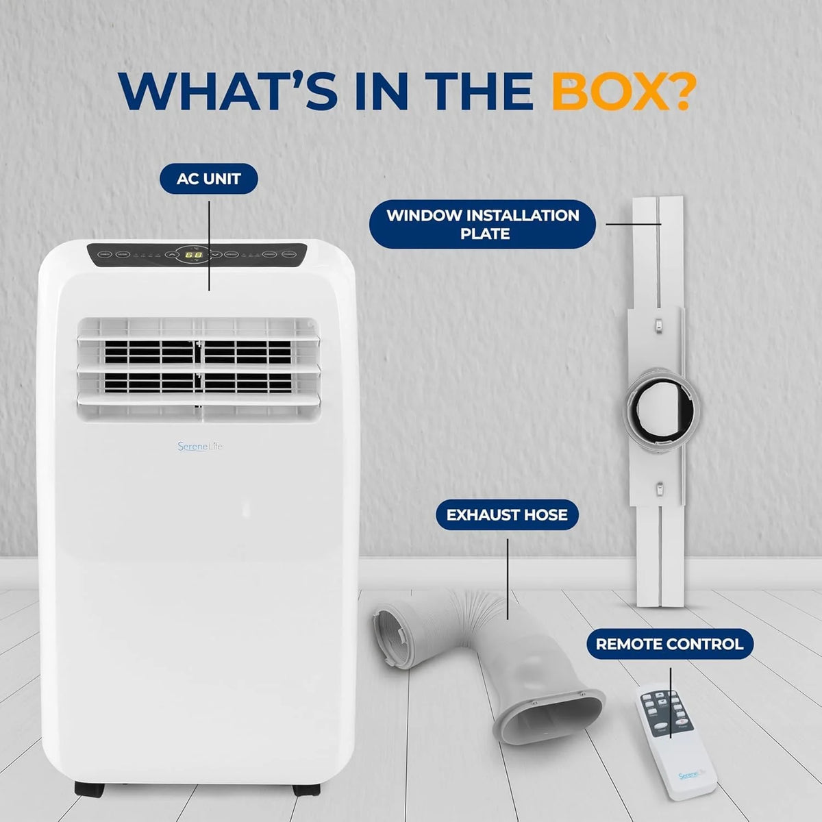 SereneLife Portable Air Conditioner 10,000 BTU Cooling, 9,000 BTU Heating, White