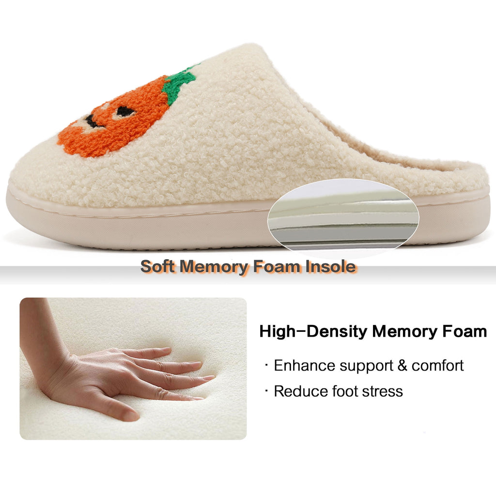Ecetana Halloween Slippers for Women Men Fuzzy House Shoes with Memory Foam