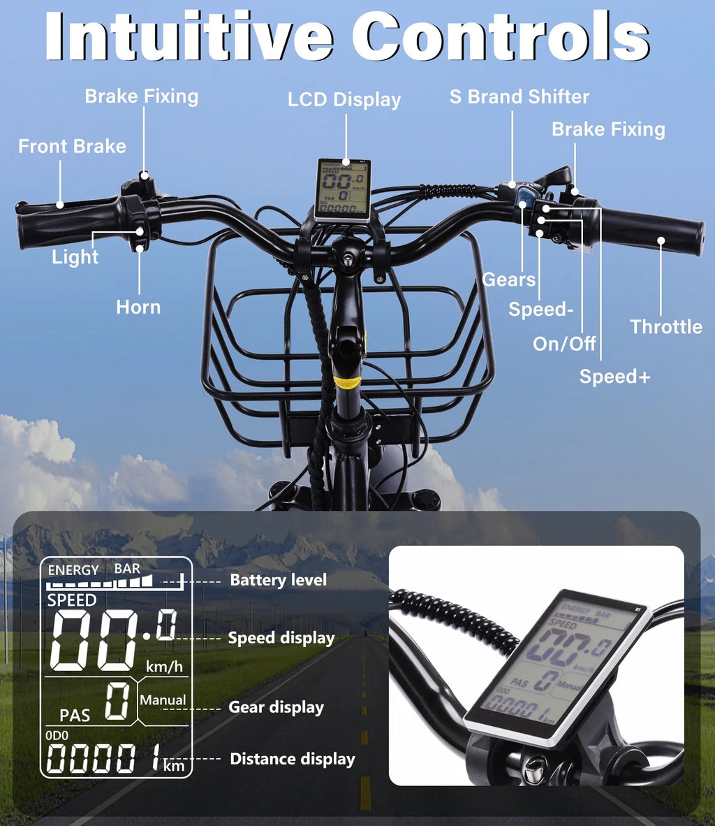 YEBEI Folding Electric Tricycle for Adults, 500W Motor, 48V15AH Lithium Battery, 20 x 4.0 in Fat Tires