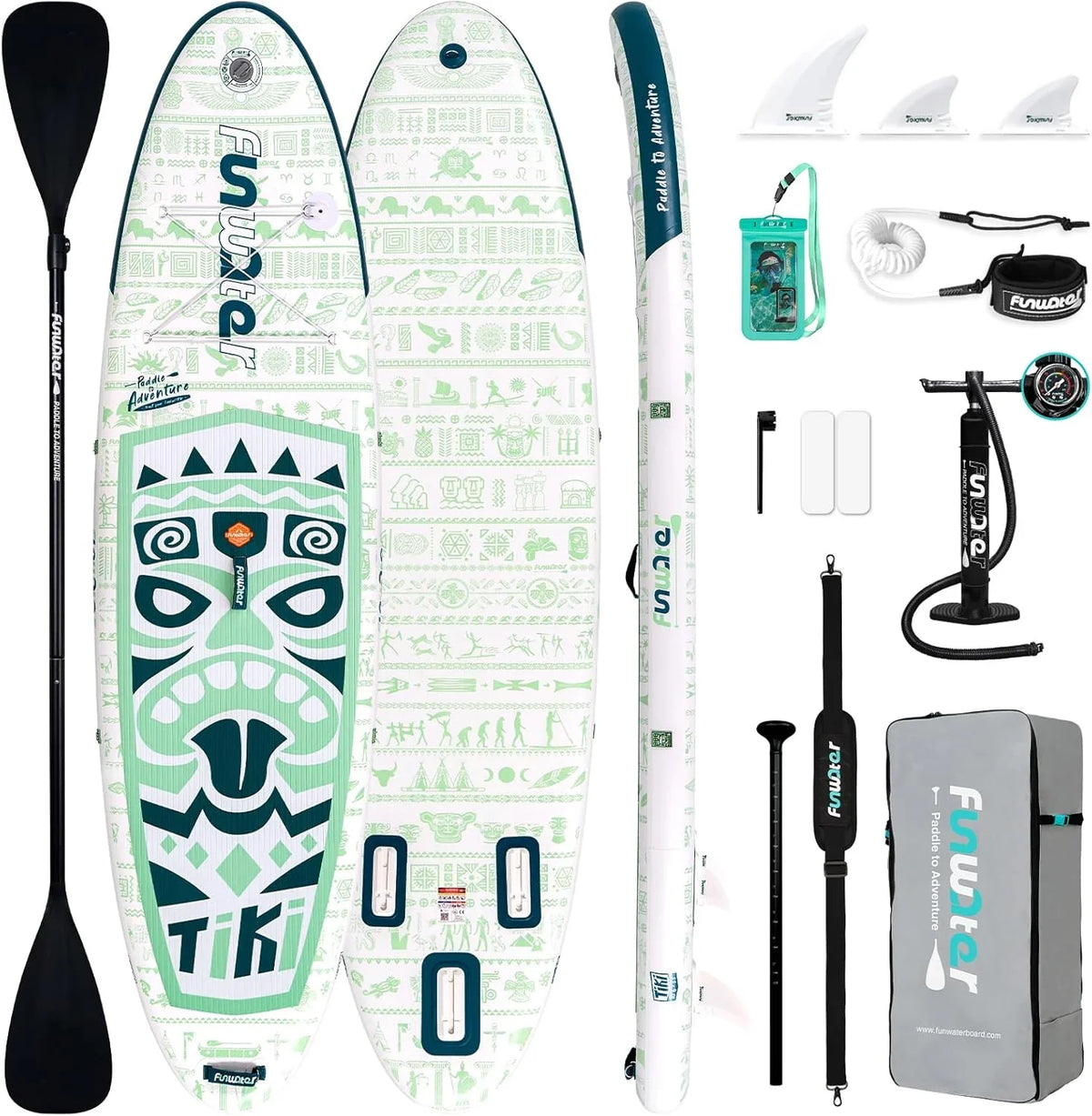 FunWater Inflatable Stand Up Paddle Board, 11 ft x 32 in x 6 in - SUP Paddle Accessories
