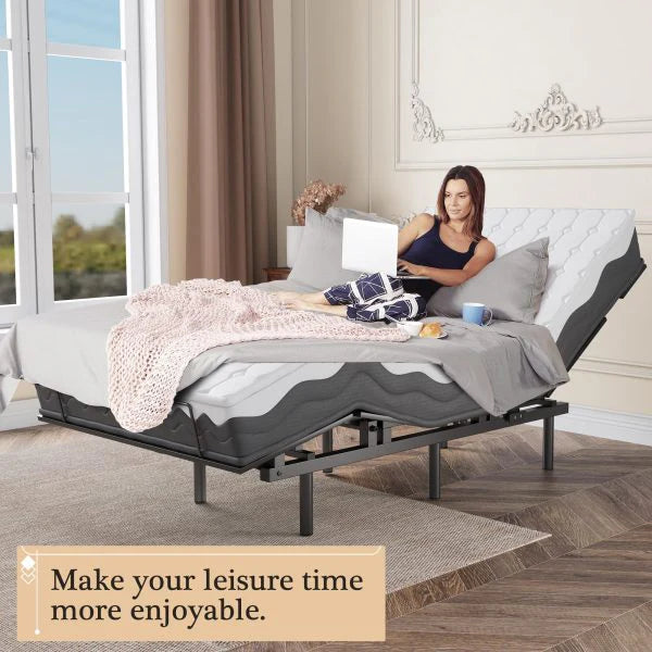 Twin Adjustable Bed Frame With Wireless Remote, 75L x 39W x 18.89H - Black