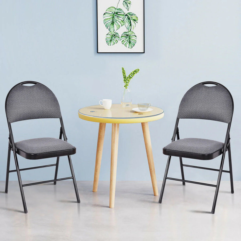 Costway Folding Chairs With Fabric Upholstered Padded Seats And Metal Frame - Set Of 6