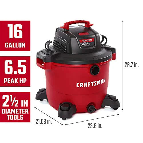Craftsman 16 Gallon 6.5 Peak HP Wet/Dry Vac, Red - CMXEVBE17595