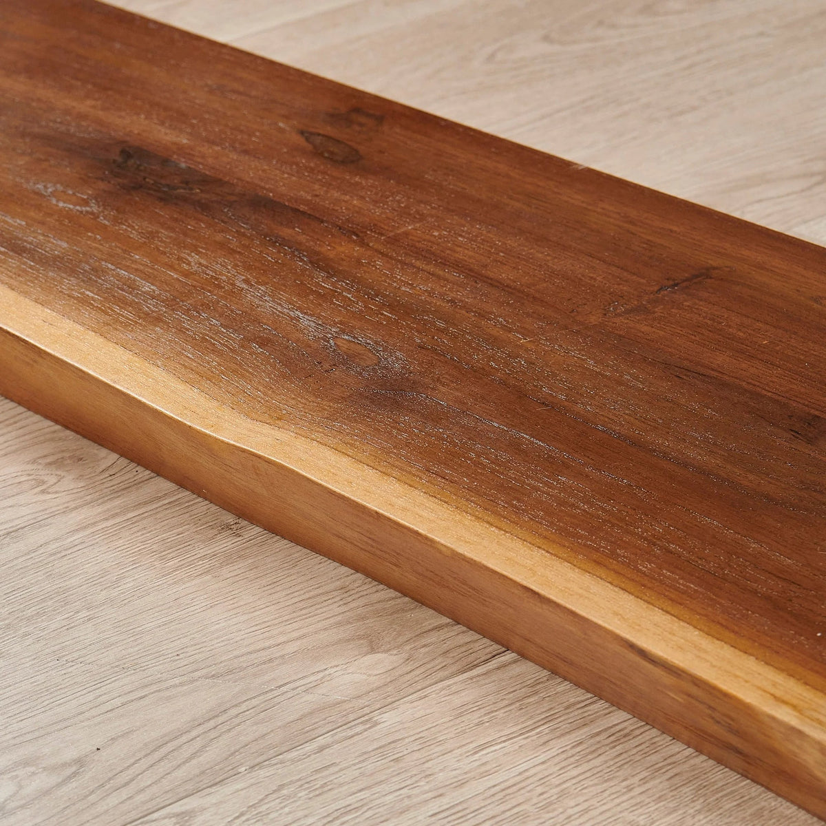 1 Piece Teak Wood Live Edge Rustic Floating Wall Shelf - 24, 36, 42