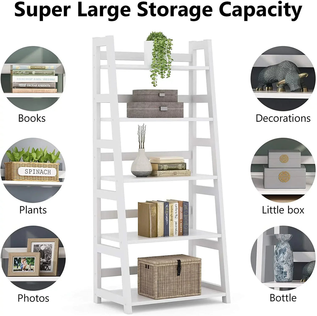 5-Tier Ladder Bookshelf Bookcase With 5 Shelves