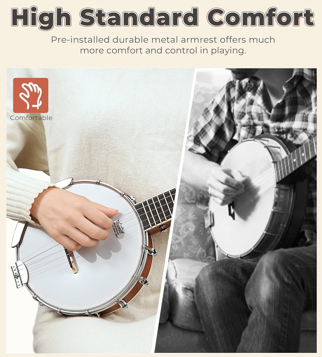 Vangoa 5-String 38 Inch Resonator Banjo Kit, Brown - VBJ-40