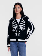 Women's Halloween Skeleton Graphic Cardigan Sweater from Way to Celebrate, Sizes S-4X