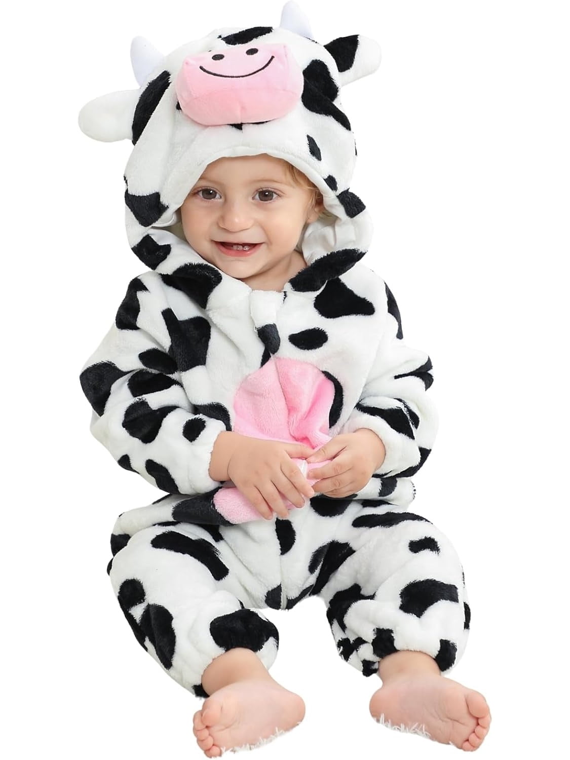 WIBACKER Infant Toddler Dinosaur Animal Fancy Dress Costume Baby Winter Flannel Hooded Romper Christmas Halloween Cosplay Jumpsuit