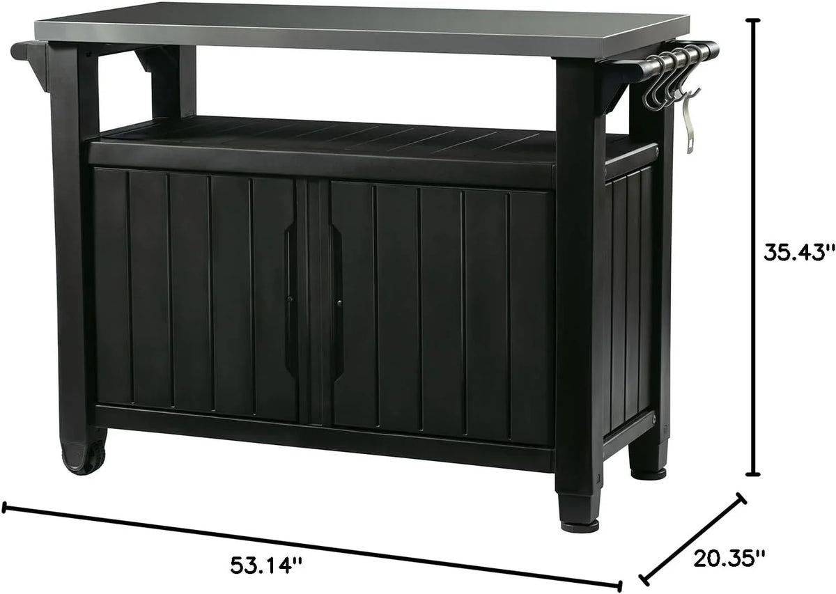 Keter Outdoor Rolling Prep And Bar Cart, Resin - Dark Brown