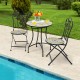 2-Piece Mosaic Folding Bistro Chairs With Ceramic Tile Seats - Black