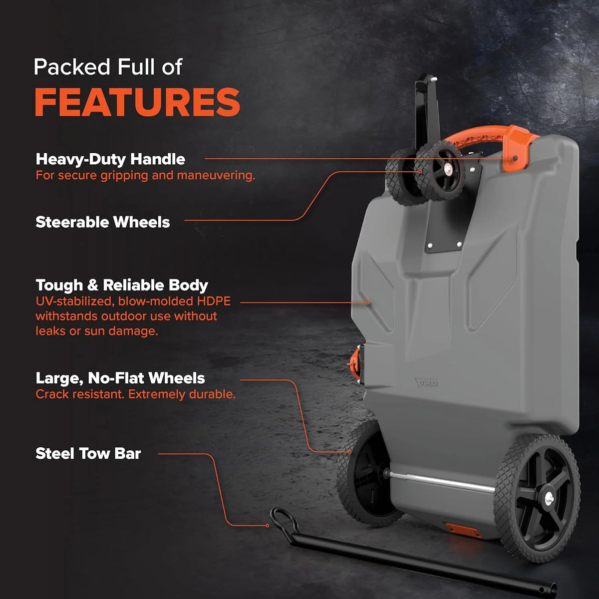 Camco Rhino 36-Gallon Portable RV Tote Tank With 2 Wheels - 39006