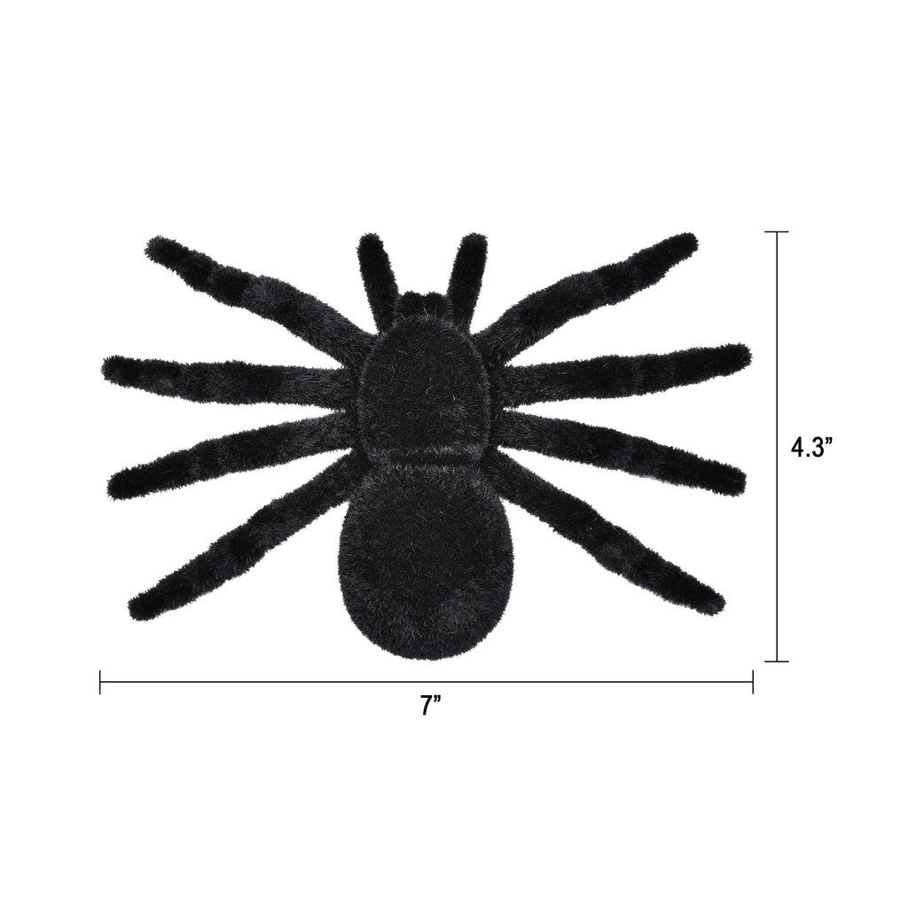 Flocked Spider Decoration, Black, 7", Halloween by Way To Celebrate