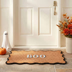 My Texas House Halloween Multicolor Scallop Boo Outdoor Coir Doormat, 18" x 30"
