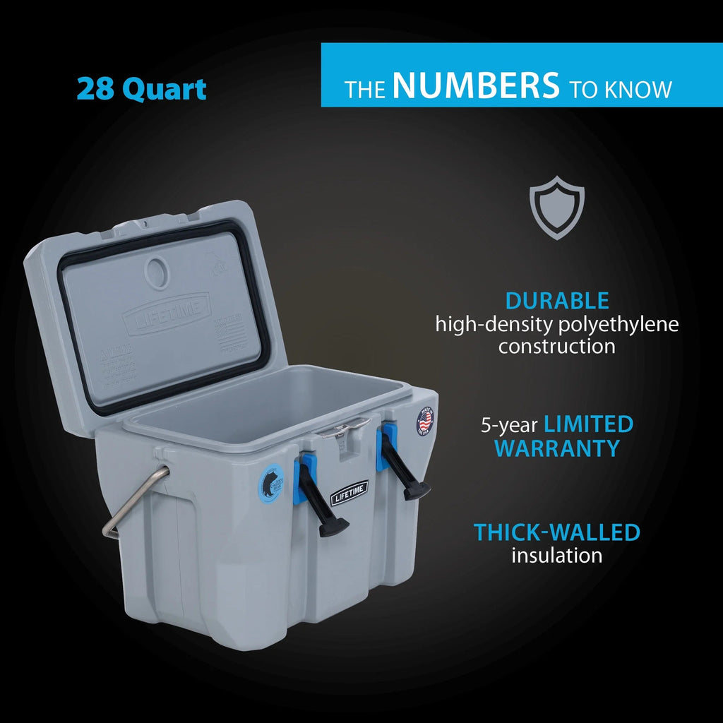 Lifetime Bear-Resistant High Performance Camping Cooler, 28 qt, 20 Can Capacity, Boulder Gray - 91289