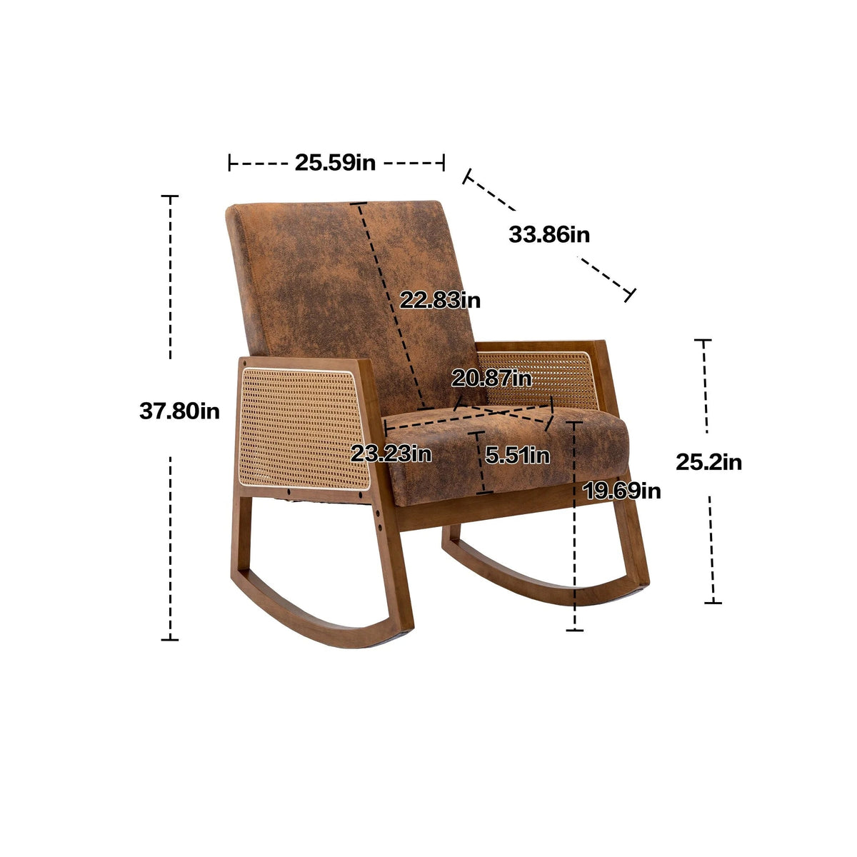 Upholstered Tall Back Gliding Rocking Armchair