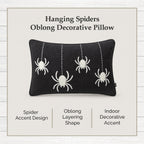 My Texas House Halloween Hanging Spiders Oblong Decorative Pillow, Black and Ivory, 14" x 20"
