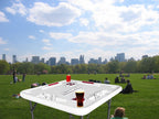 Bene Casa Foldable Domino Table With Built-In Drink Holders, 38 x 38 in, White