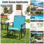 2-Person Double Swing Glider Chair With Glass Table, Steel And Fabric - 77in x 34in x 36in